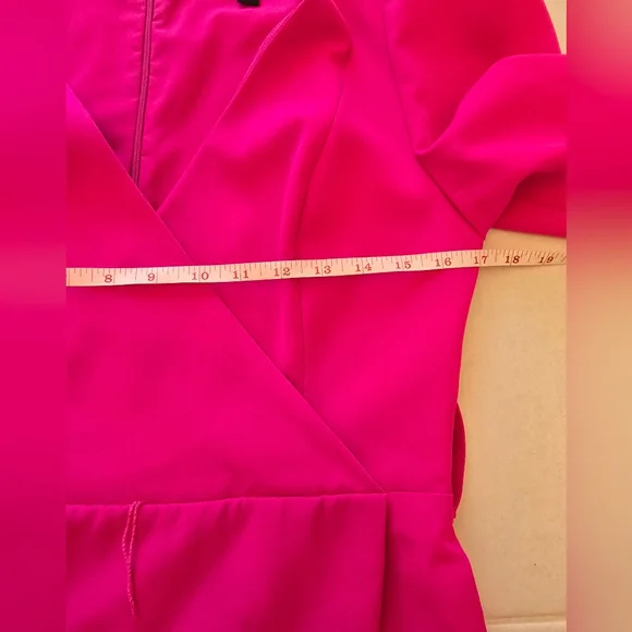 Black Halo Maricopa Puffer Sleeve Mini Dress Vibrant Pink Size 6 - Picture 9 of 12